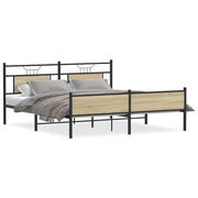 Letto matrimoniale | Letto per adulti | Giroletto senza Materaso in Metallo Rovere Sonoma 160x200 cm