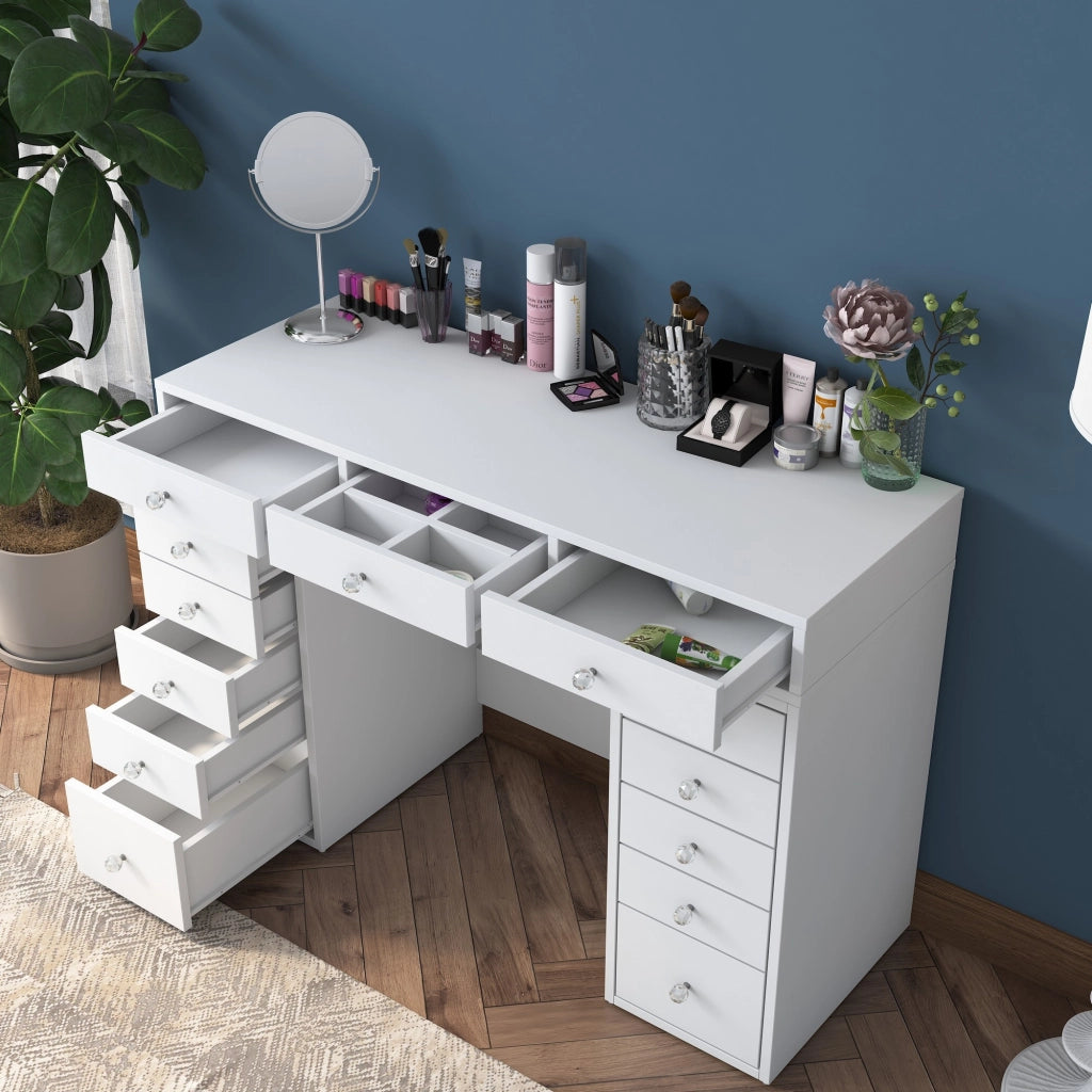 Comodino "Sena" con cassetti in legno incorporati - 120 x 44 x 82 cm - Bianco