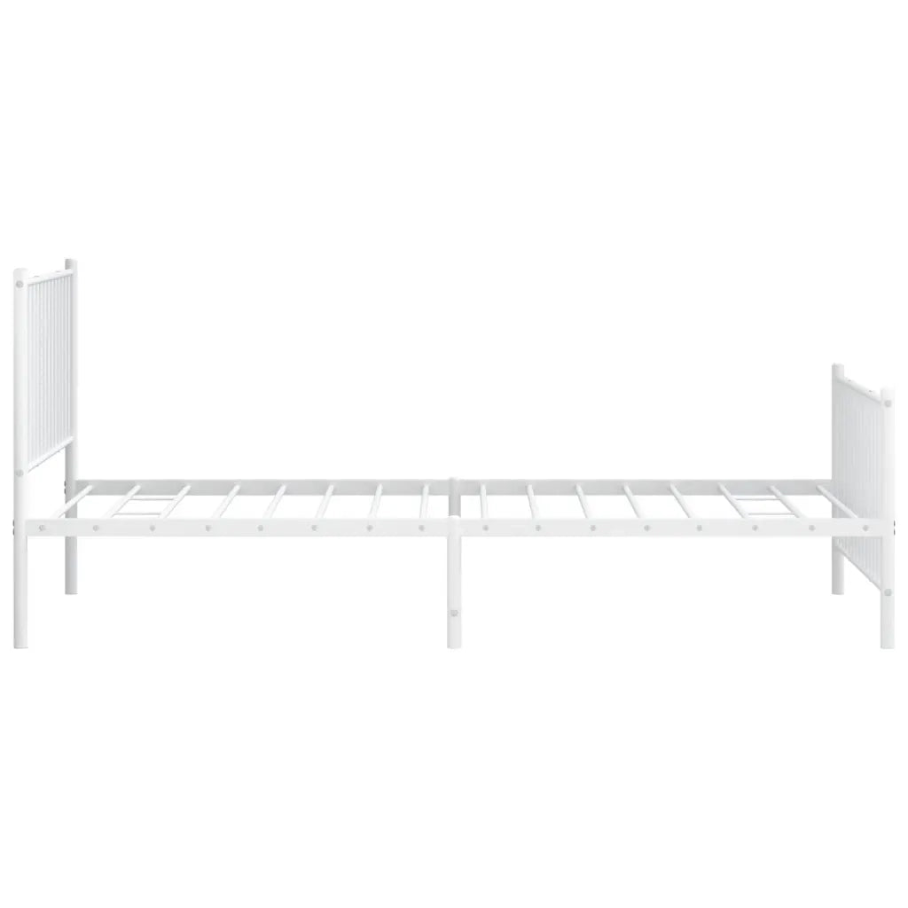 Letto singolo | Letto per adulti | Giroletto con Testiera e Pediera Metallo Bianco 107x203 cm