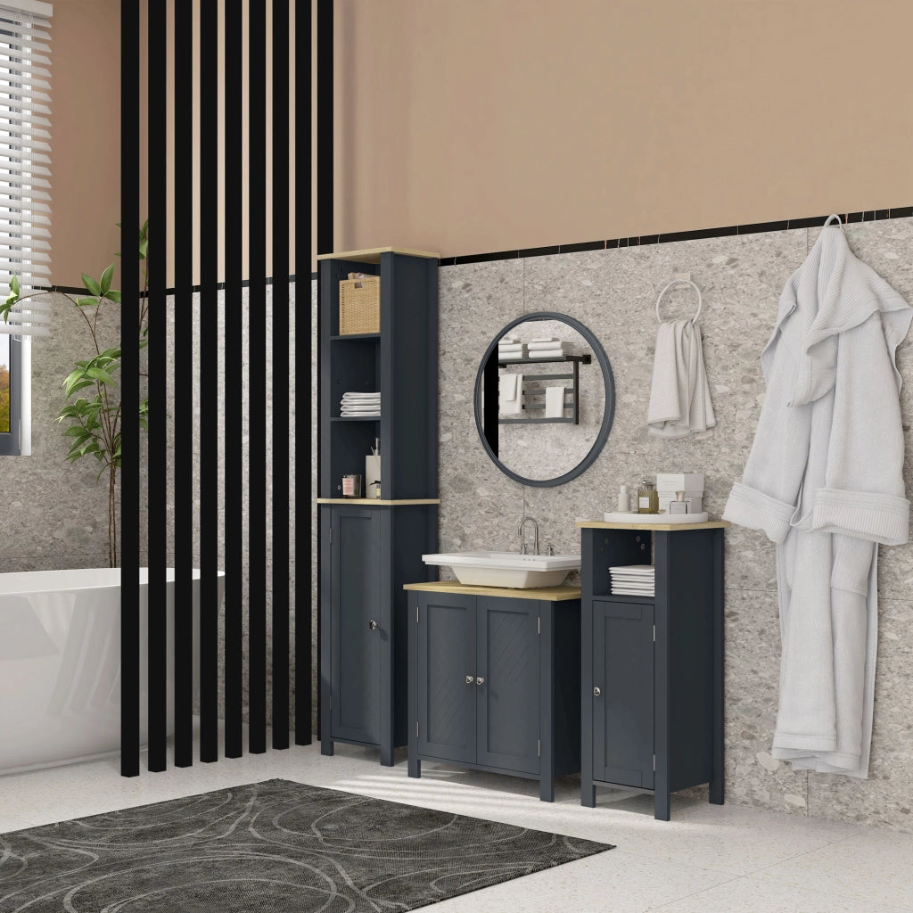 Mobile Sottolavabo in Truciolato e MDF a 2 Ante con Ripiano Interno Regolabile, 60x30x60 cm, Grigio