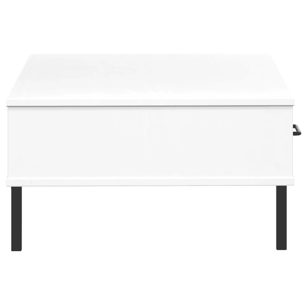 Tavolino Salotto Gambe Metallo Bianco Legno Massello Pino OSLO 351038