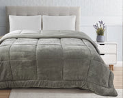 Trapunta Piumone Invernale In Tessuto Flanellato Effetto Velluto 550 Gr-Mq Grigio - Matrimoniale