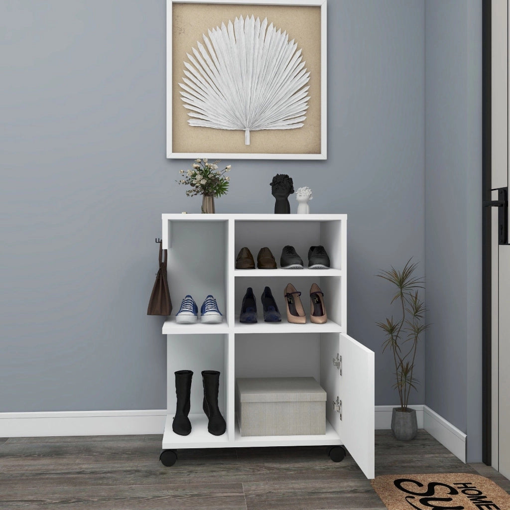 Fornelli, Armadio Multiuso 1 Anta 5 Ripiani, 81x60h cm Bianco