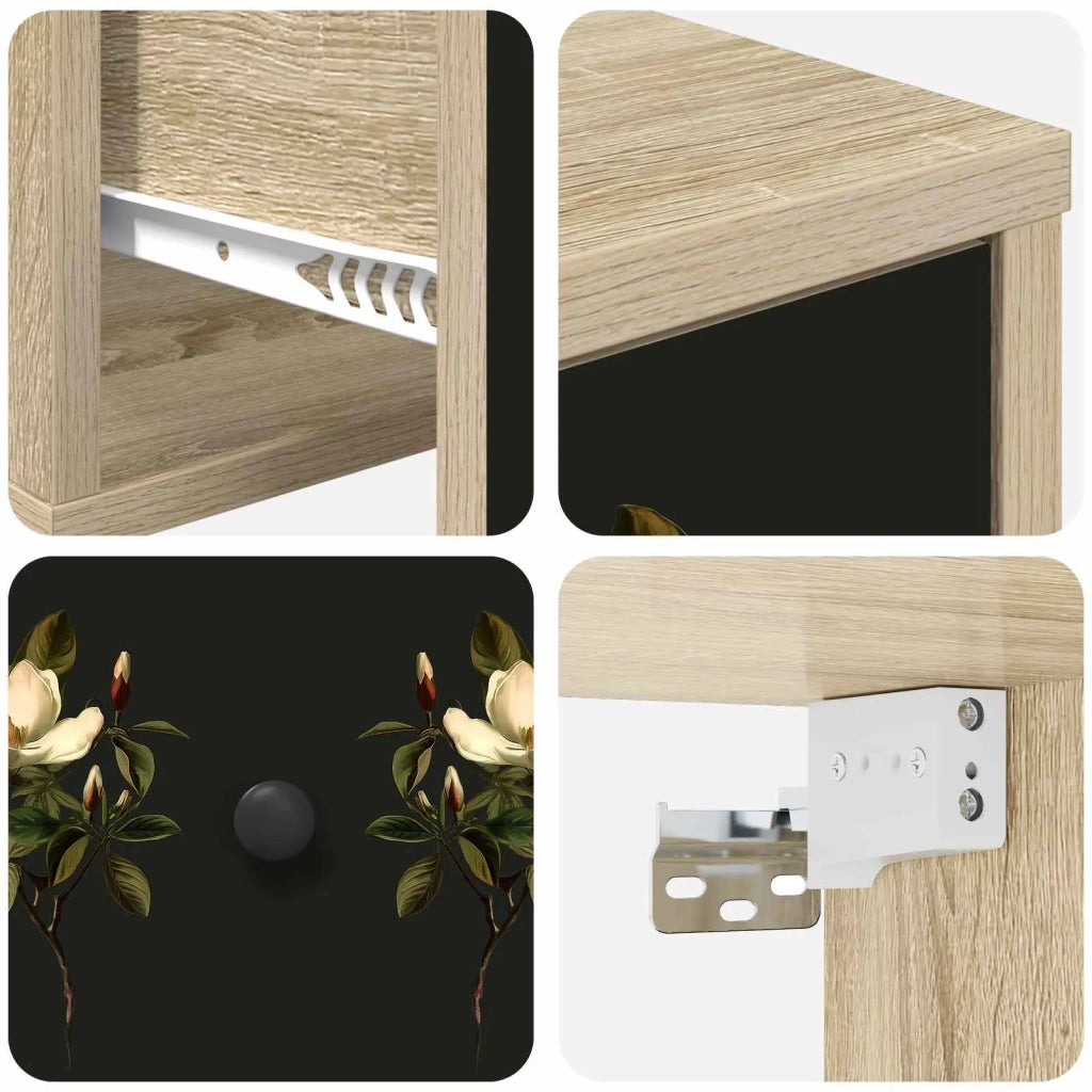 Mobiletto da comodino a parete BREMEN 2 pz Rovere Sonoma 8007502