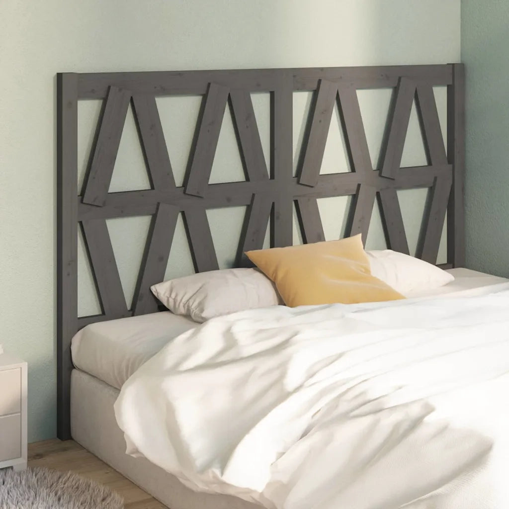 Testiera per Letto Grigia 146x4x100cm in Legno Massello di Pino 818622
