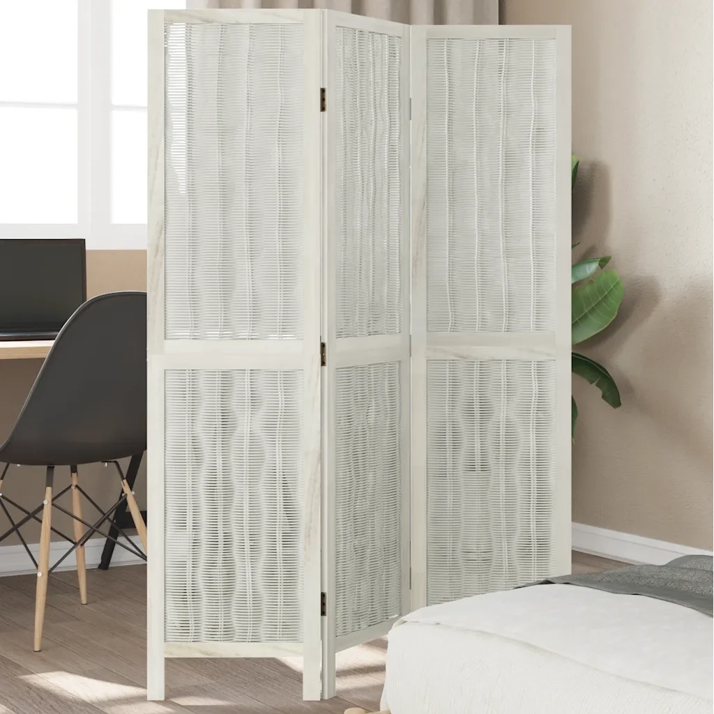 Divisorio Ambienti | Divider per stanze | Paravento 3Pannelli Bianco Legno Massello di Paulownia