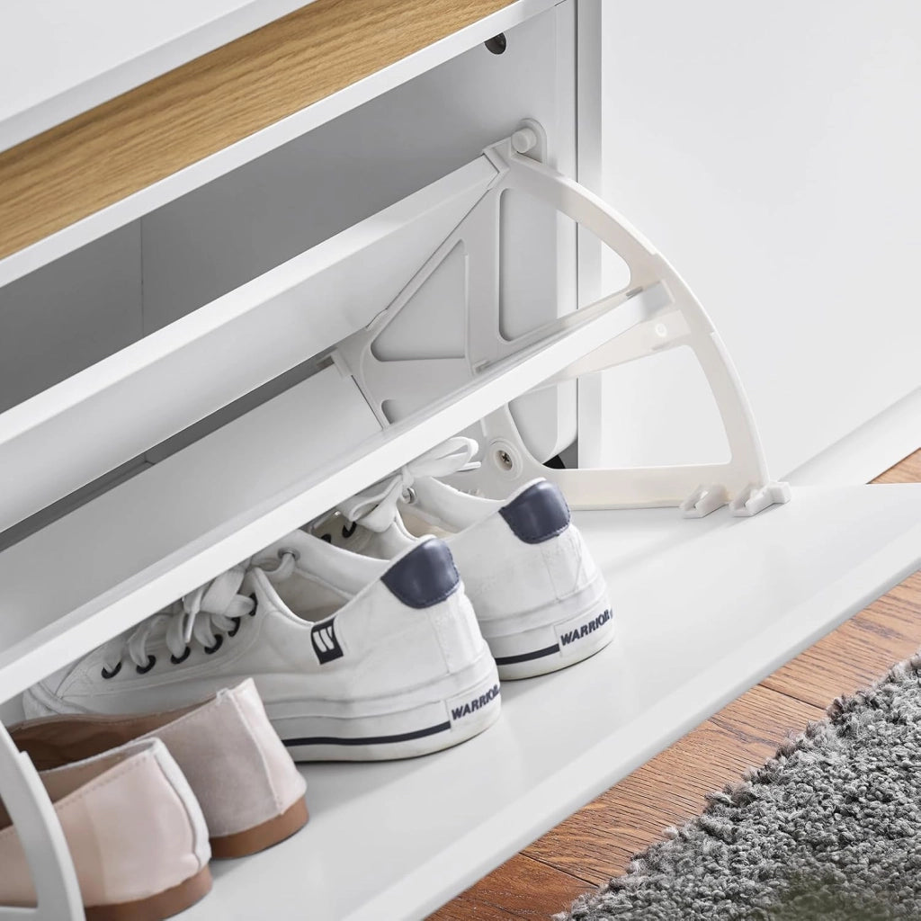 Cassapanca Contenitore da Interno Panca Scarpiera da Ingresso con Contenitore e Seduta - Adatta a Ingressi, Soggiorni e Camere, Bianco, 104x30x47 cm, Testata per 240 kg, FSR171-W