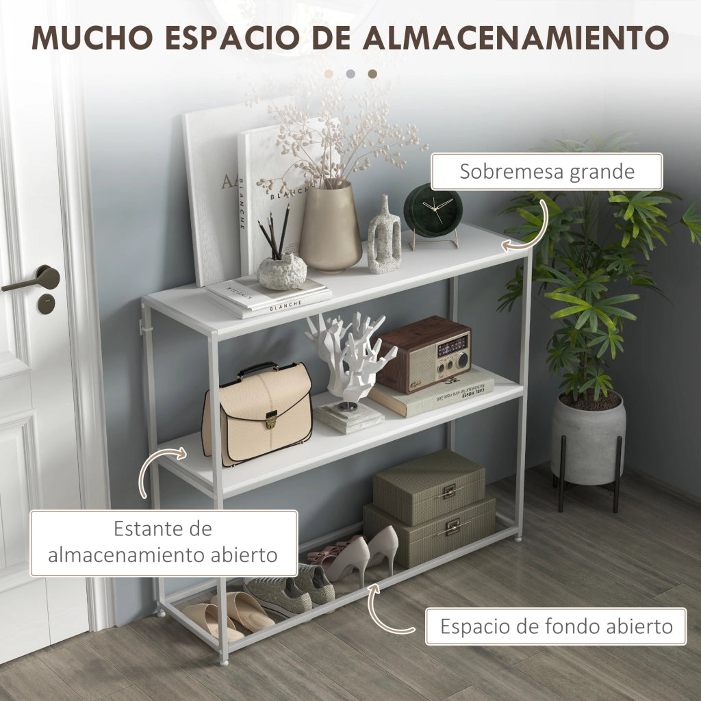 Consolle ingresso con ripiano aperto e struttura in metallo ¨C Xylo ¨C Bianco 100x30x87 cm
