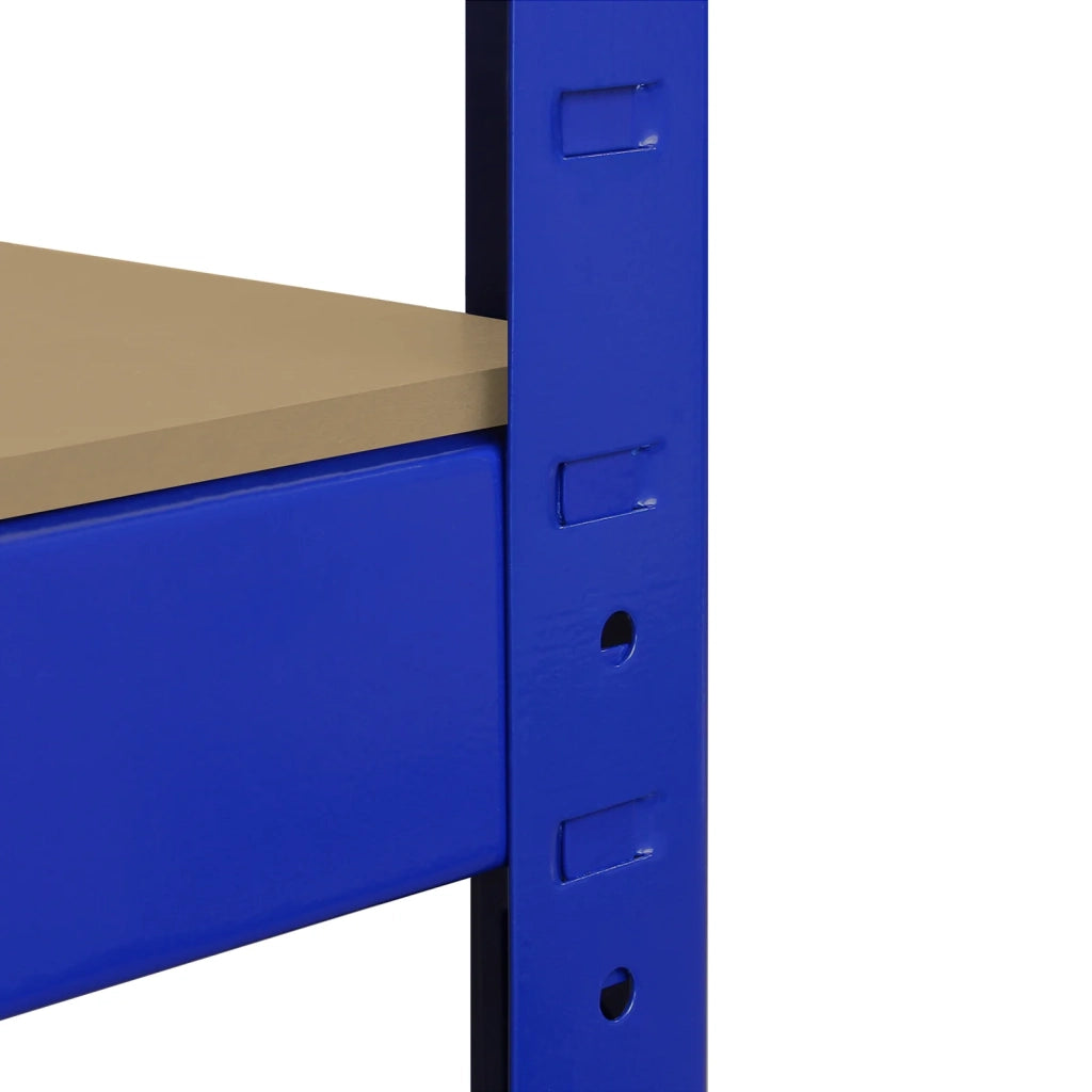 5 Scaffali in Acciaio Senza Bulloni T-Rax Blu Larghi 160cm per Magazzino e Box