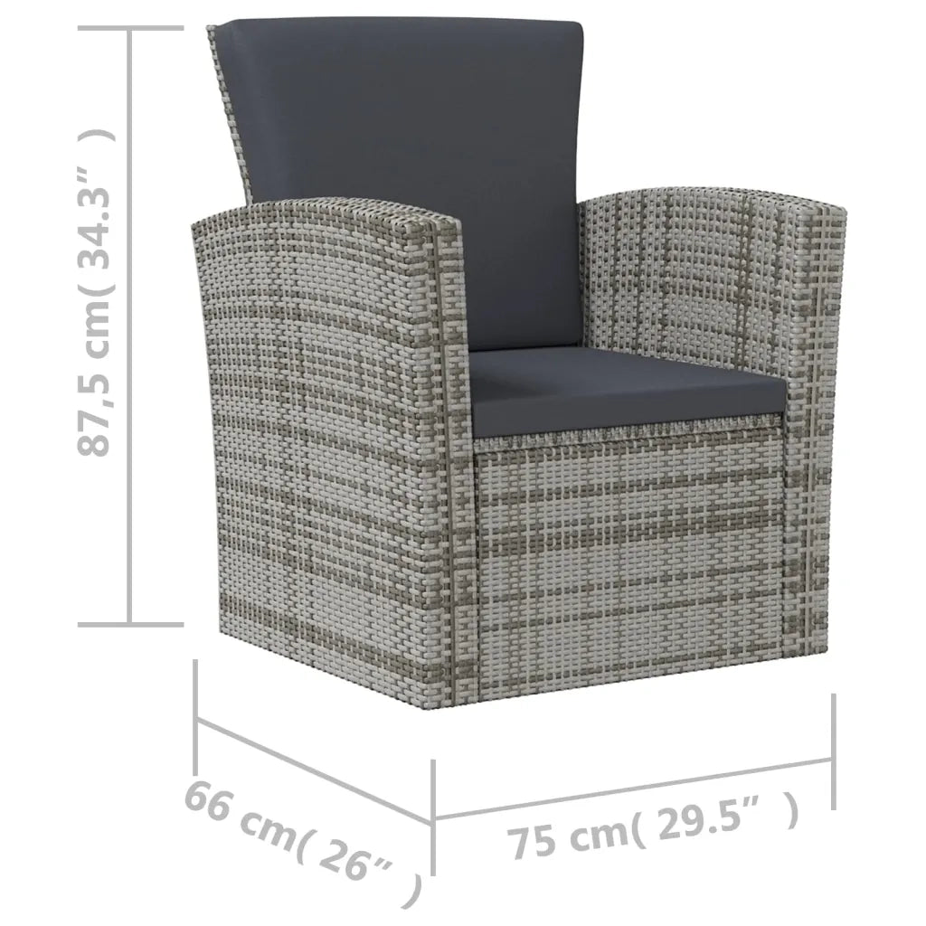 Set Divani da Giardino 16 pz con Cuscini in Polyrattan Grigio 3095946
