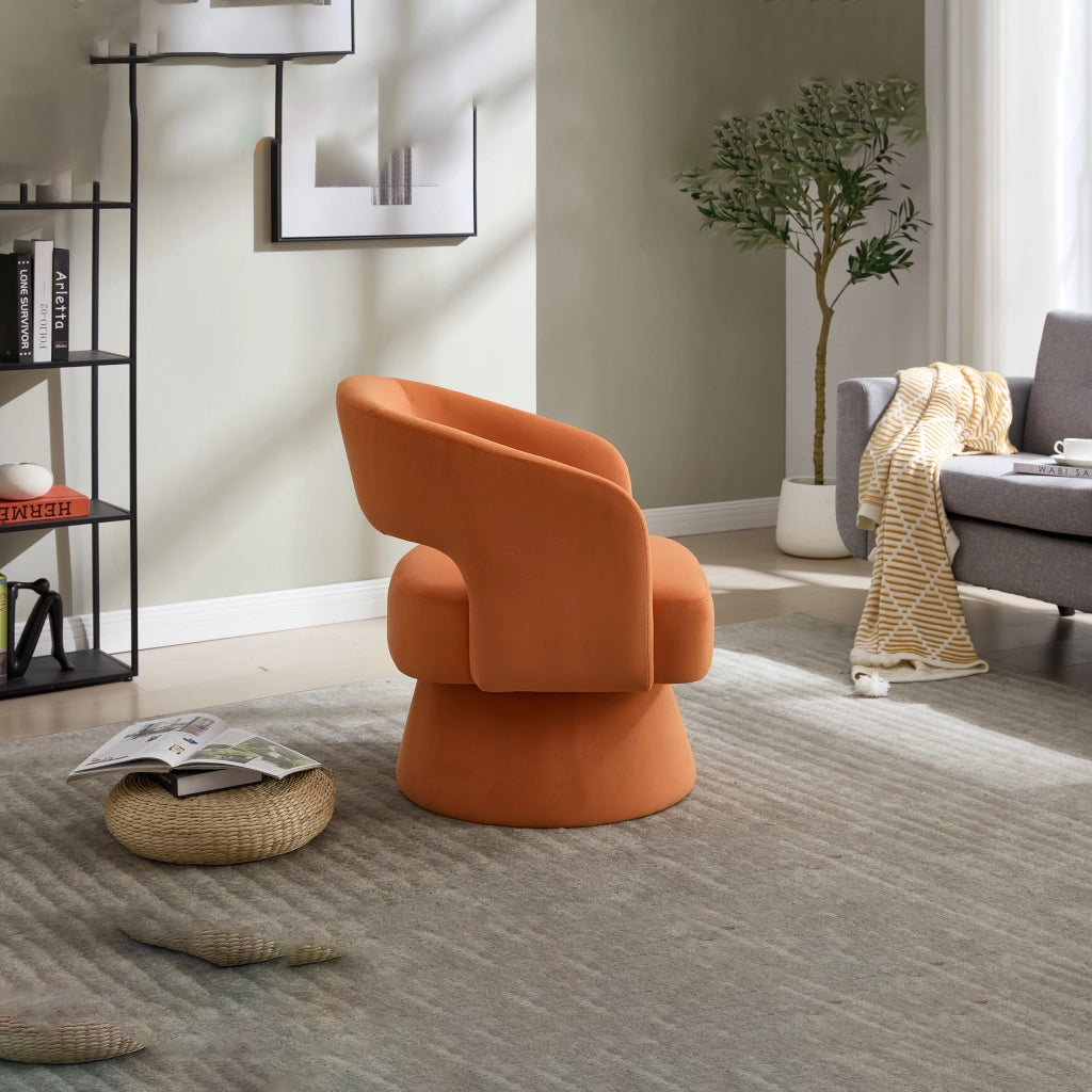 Poltrona Girevole 360¡ã in Velluto con Schienale Aperto ¨C MINIMAL ¨C Arancione