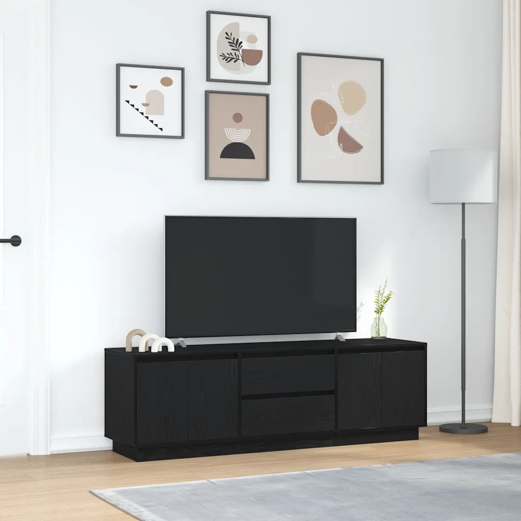 Mobile Porta TV con Luci LED Rovere Nero 160,5x41x50 cm 3328427