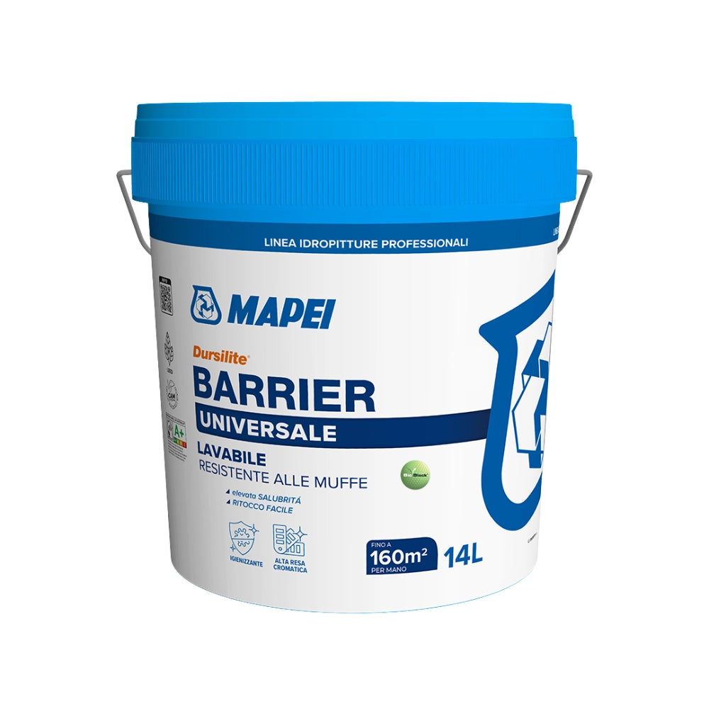 Mapei dursilite barrier pittura murale lavabile antimuffa 14 l