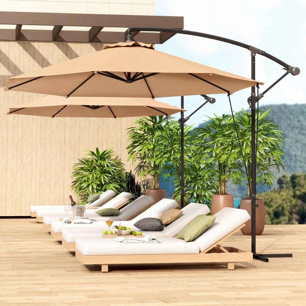 Ombrellone da Giardino ?3 m ¨C zephmum ¨C Metallo, Poliestere, Cachi