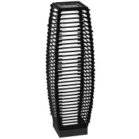 Lampada Solare da Giardino con Pannello di Ricarica, in Acciaio e Rattan, 20x20x68 cm, Nero