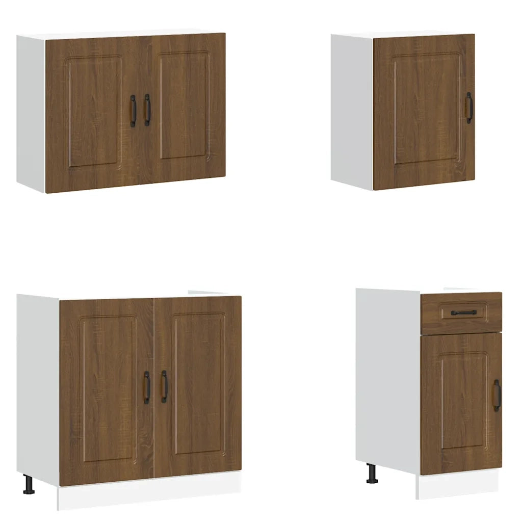 Set Mobili da Cucina 7 pz Kalmar Rovere Marrone in Truciolato