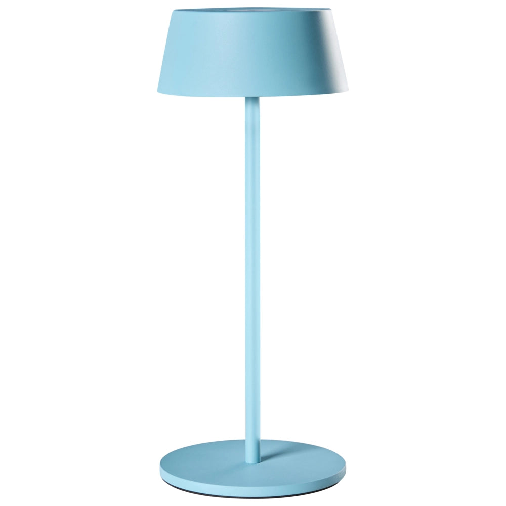 Lampada da tavolo wireless blu in metallo da interno ed esterno con porta USB C ricaricabile