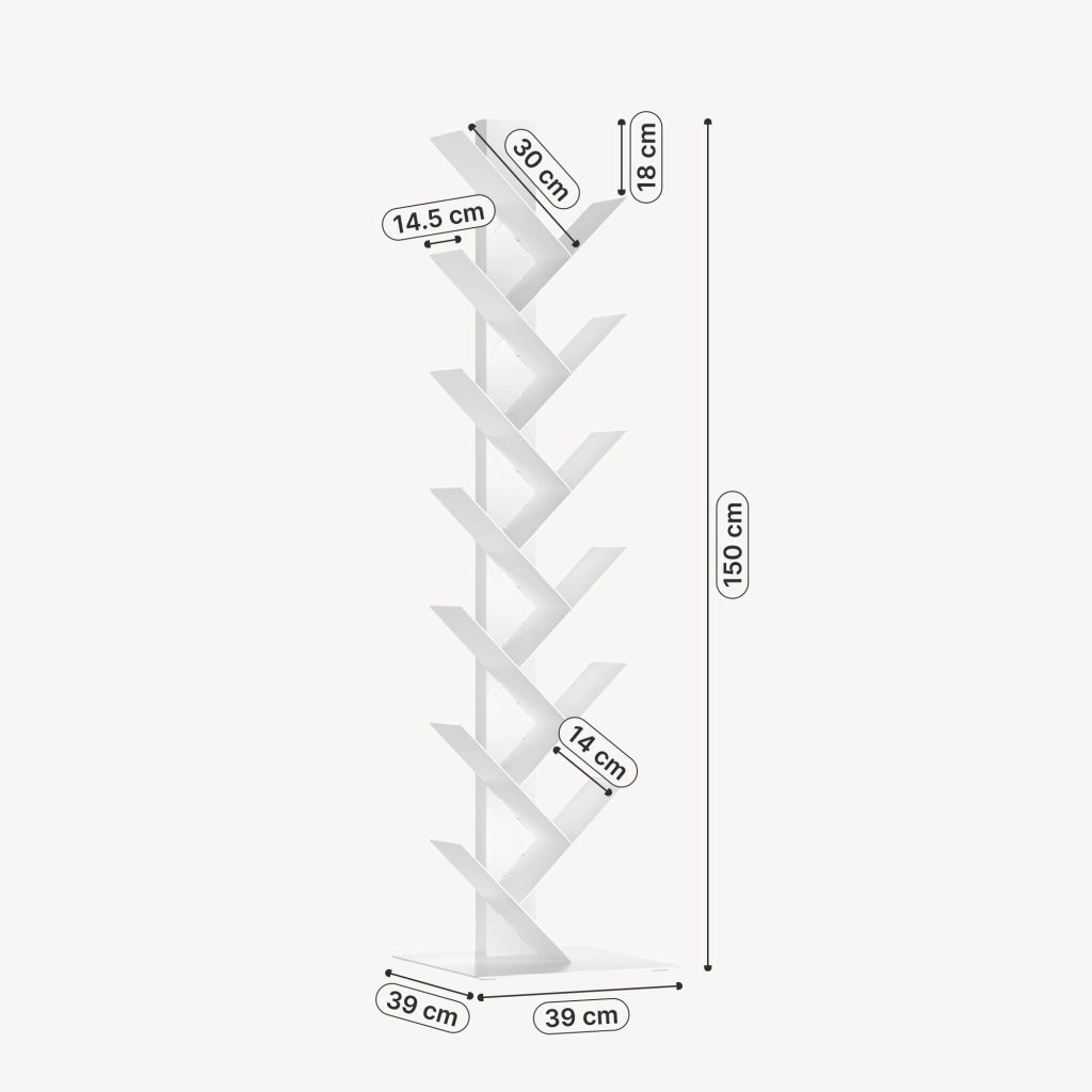 Libreria Eksjö a Forma di Albero Scaffale da Terra 150 x 39 x 39 cm - Bianco [en.casa]