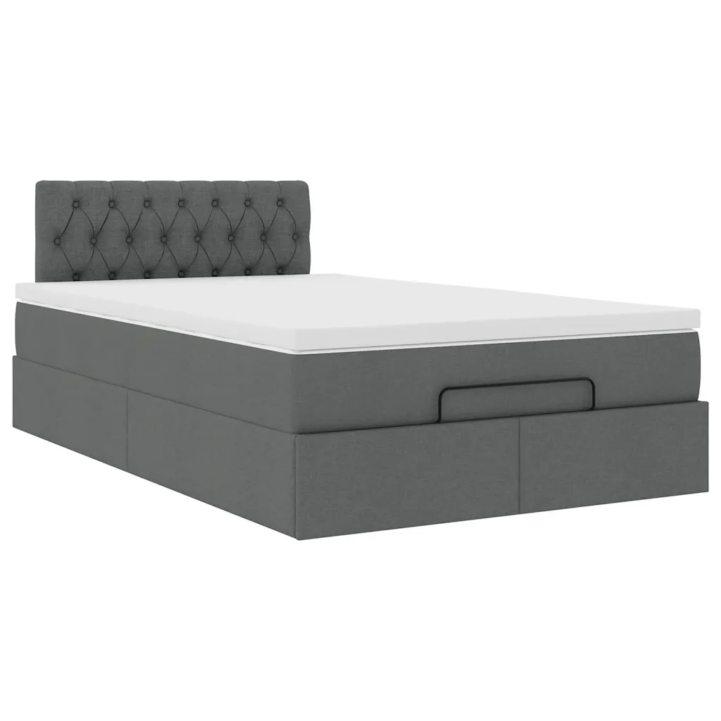 Pouf Letto con Materasso e LED Grigio Scuro 120x200 cm Tessuto 3312382