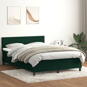 Letto a Molle con Materasso e LED Verde Scuro 160x220 cm Velluto 3316746
