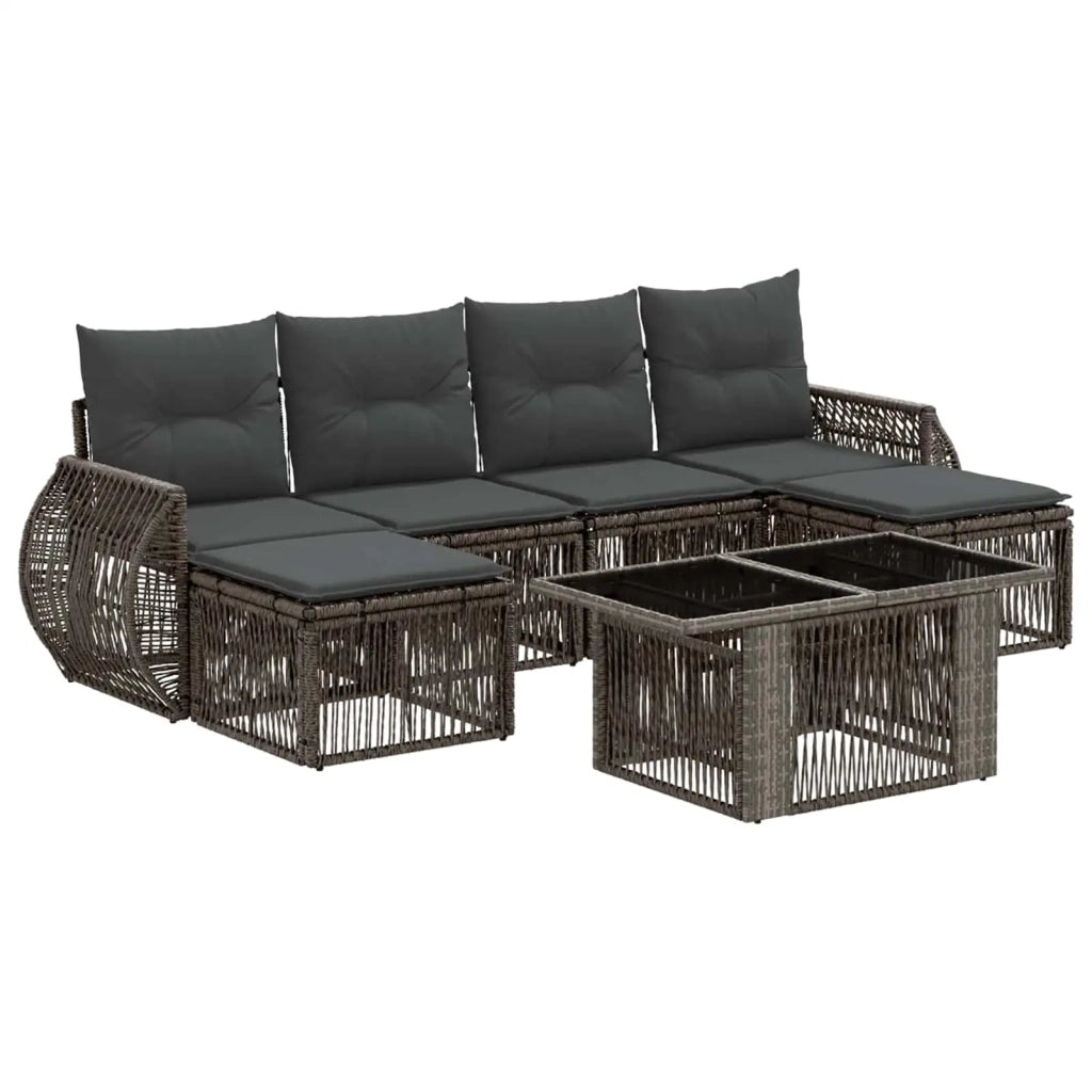 Set Divano da Giardino 7 pz Grigio e Grigio Scuro polyrattan 3436982