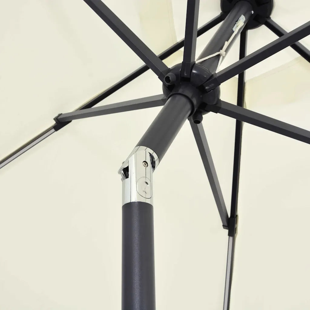 Ombrello | Parasolne con Luci a LED e Palo Alluminio 300 cm Bianco Sabbia