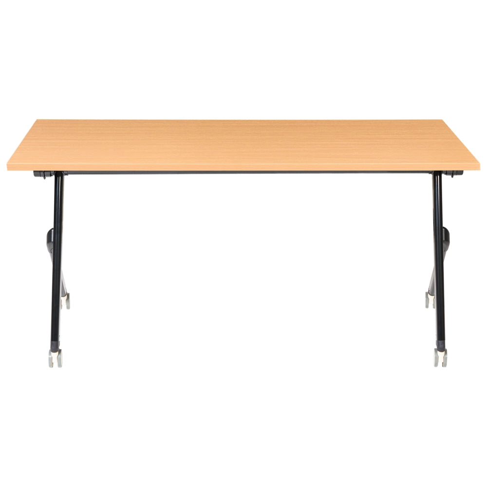 Scrivania da ufficio pieghevole con struttura in metallo marrone e nero piano in MFC 160 x 60 cm tavolo pieghevole portatile con rotelle design moderno
