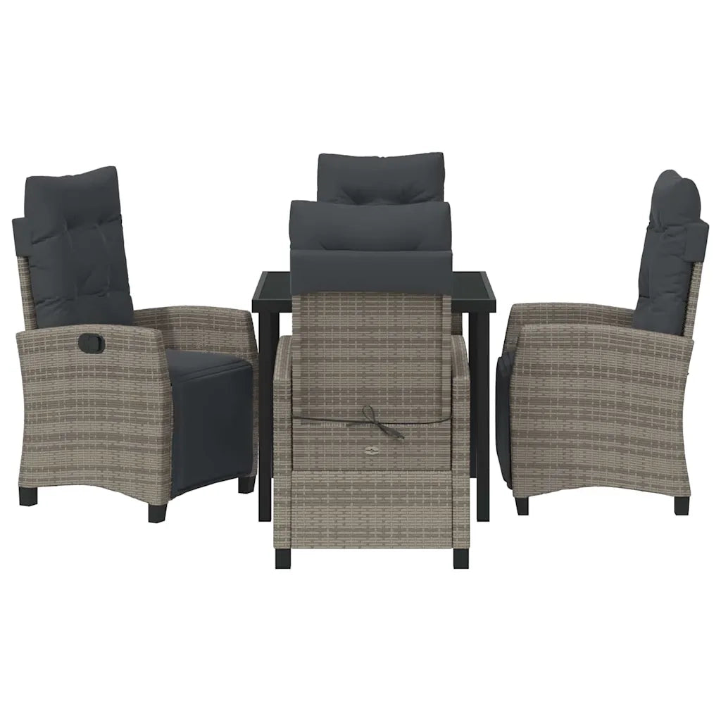 Set da Pranzo per Giardino con cuscino 5 pcs Grigio polyrattan 3380436