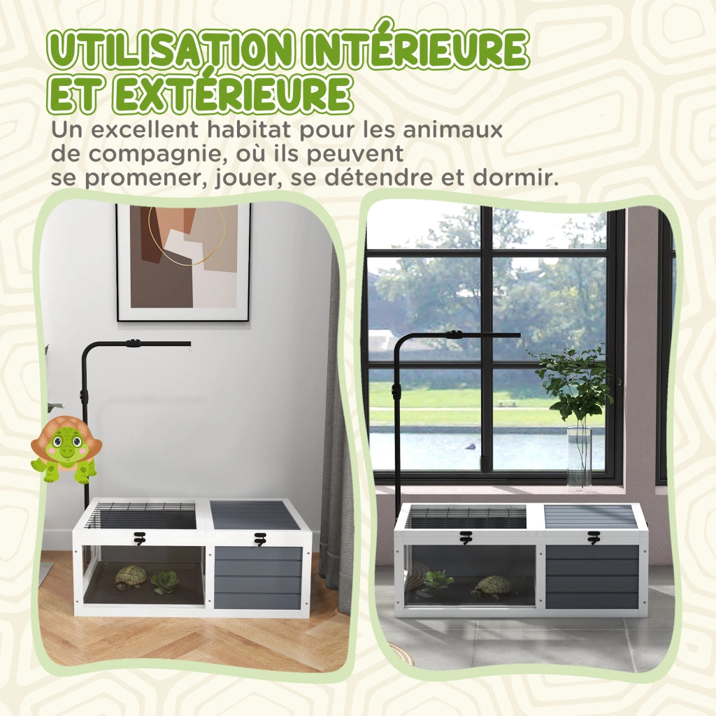 Gabbia recinto per animali domestici tartaruga ¨C zephmum ¨C 81x48x31.5 cm grigio