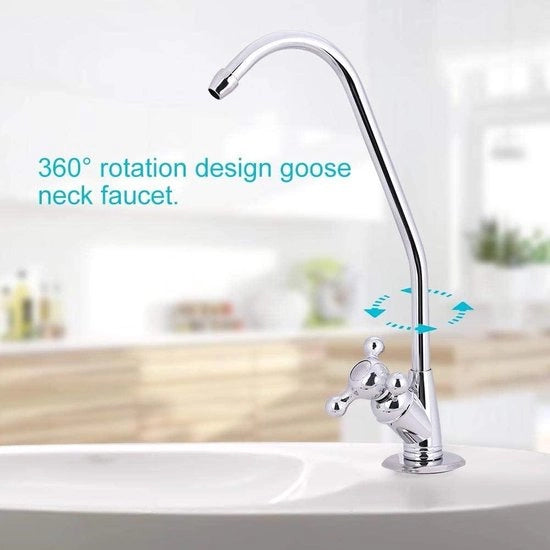 Dispositivo di Filtrazione Acqua con Raccordo A Spina - 360° Rotazione - Maniglia Singola - Rotazione Inversa Osmosi - Filtratore Acqua per Acqua di Rubinetto - Raccordo per Wastafel - Codice Modello:  (se presente)