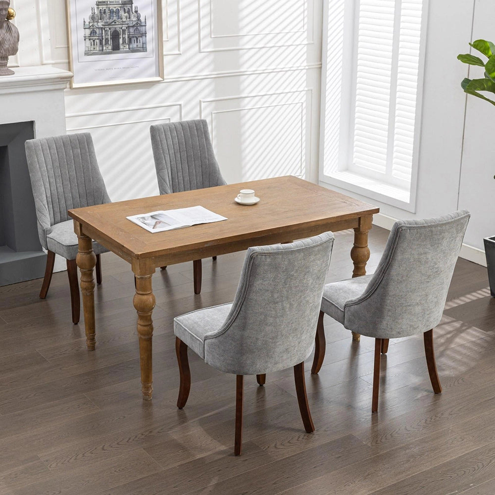 Set 2 sedie Channel - Xylo - tessuto floqué grigio gambe legno curvate