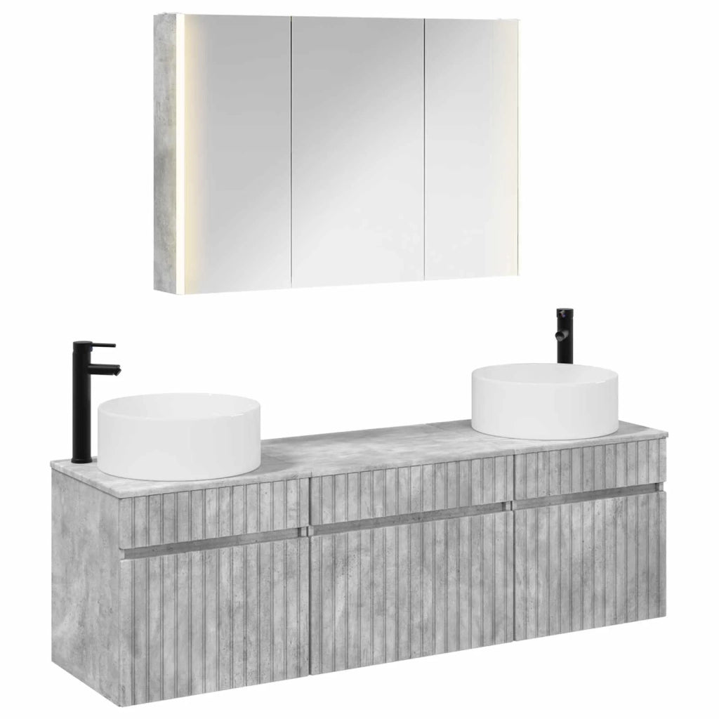 Set di Armadi da Bagno 4 pcs Grigio Cemento 3406666