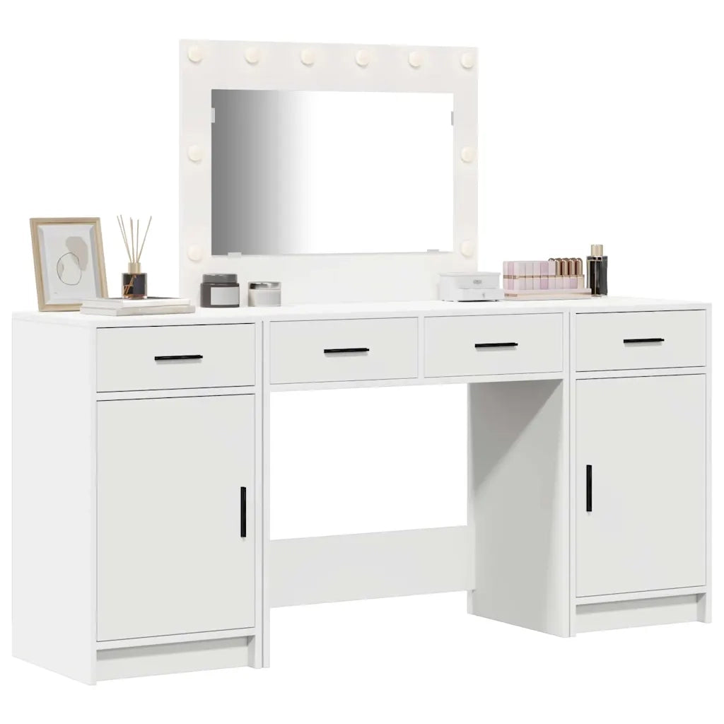 Tavolo da Trucco con cassetto 3 pcs Bianco Legno multistrato 3334245