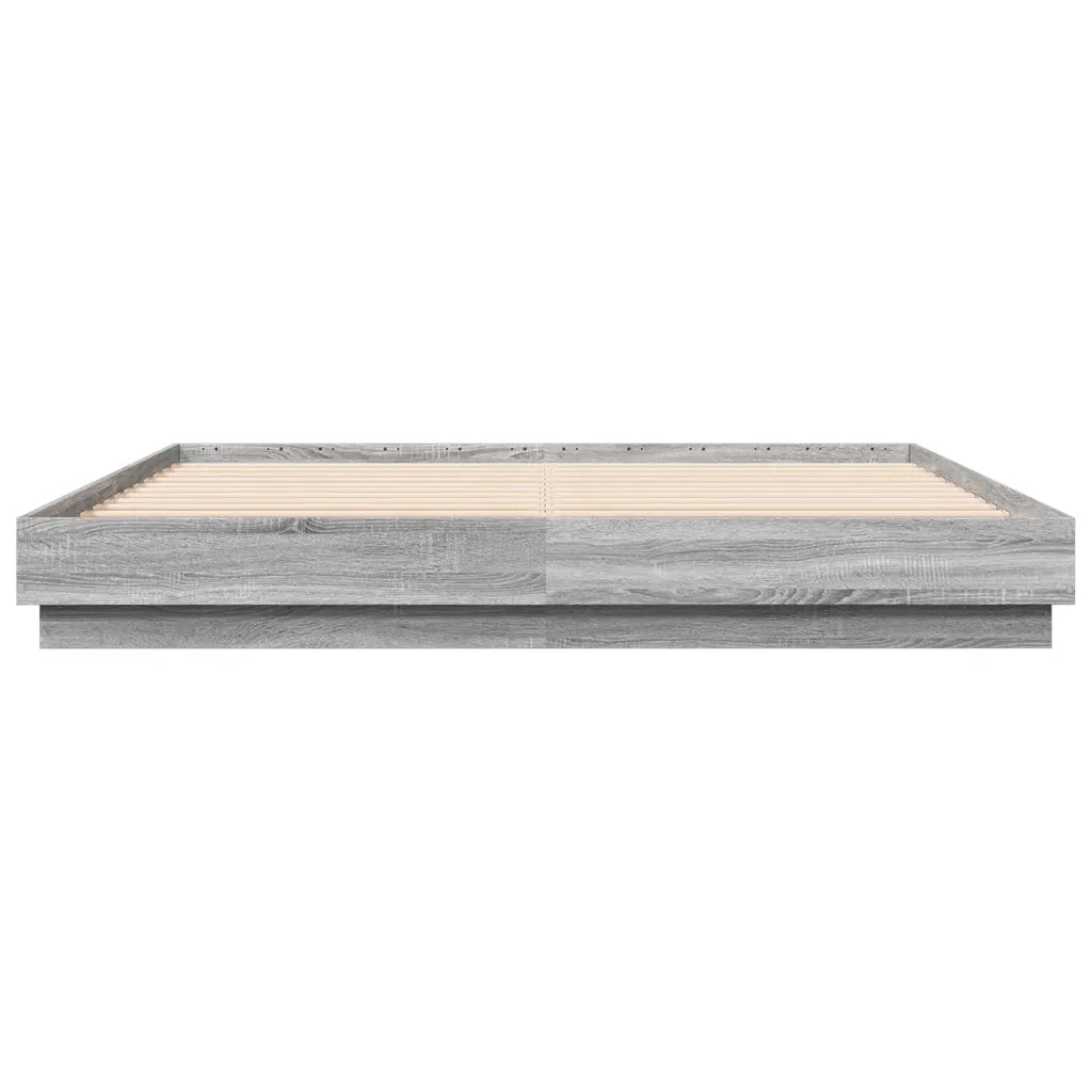 Giroletto con Luci LED-Struttura Letto Grigio Sonoma 200x200 cm