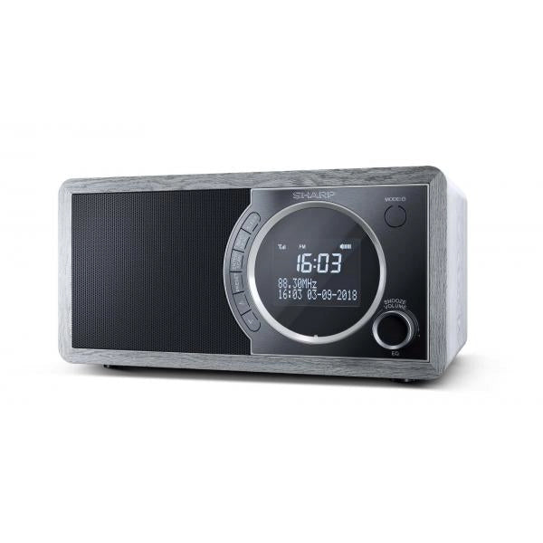 SHARP DR-450(GR) - RADIO DIGITALE - DAB/DAB+ - LCD MONOCROMATICO - 6W - BLUETOOTH - CHASSIS IN LEGNO - GRIGIO