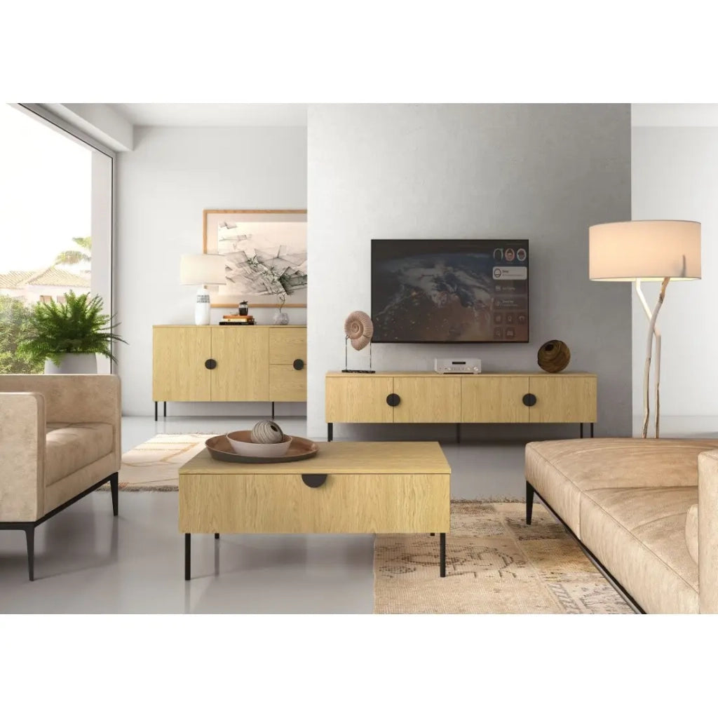 Piccolo Buffet 2 Porte e 2 Cassetti - Colore Rovere - Collezione MONDO