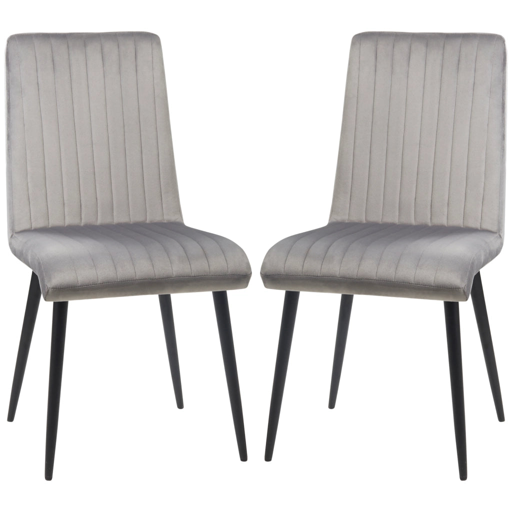 EasyComfort Set 2 Sedie da Cucina Imbottite e Salvaspazio con Gambe in Acciaio, 43x58x90 cm, Grigio e Nero