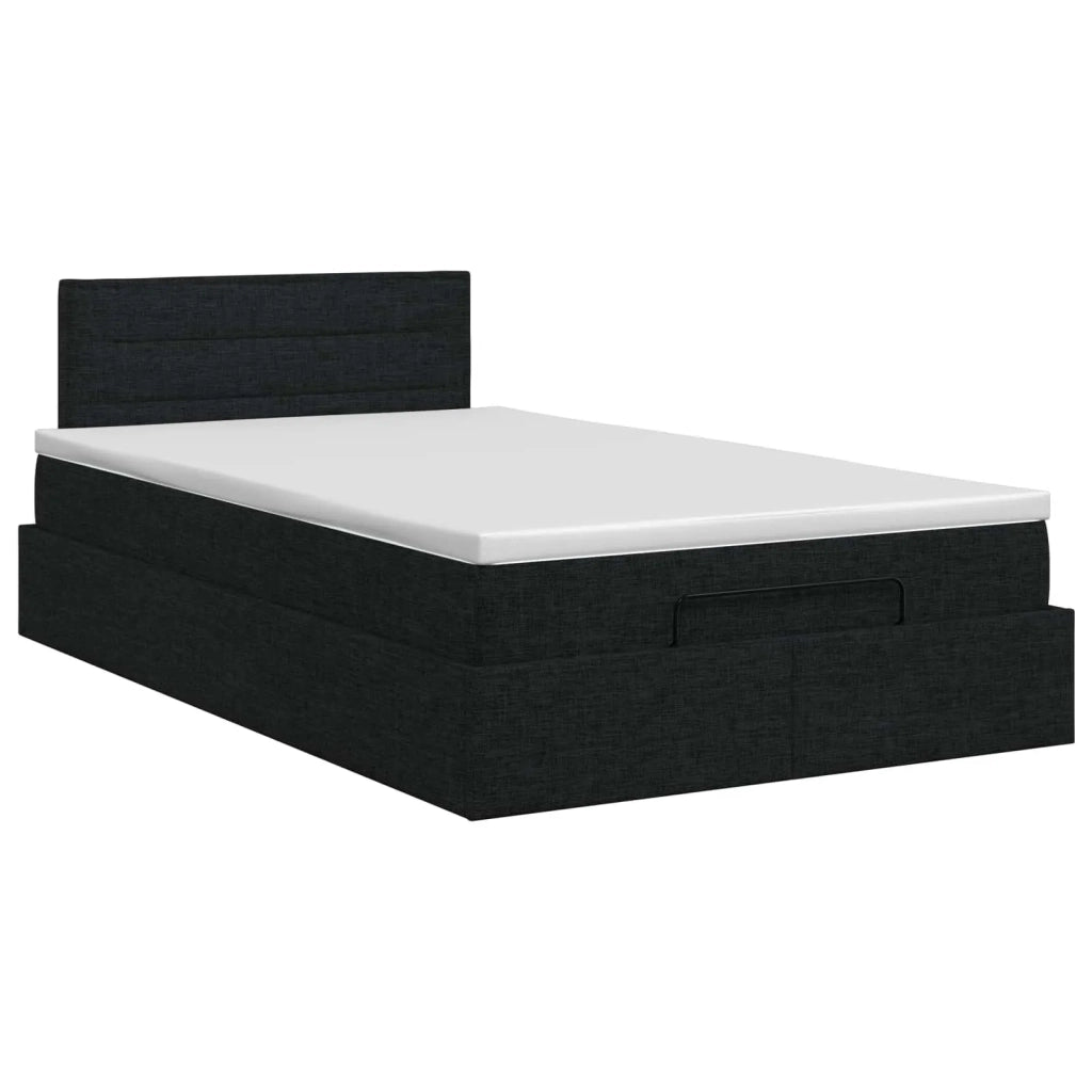 Letto ottomano con materasso Nero 120 x 200 cm Tessuto 3457399