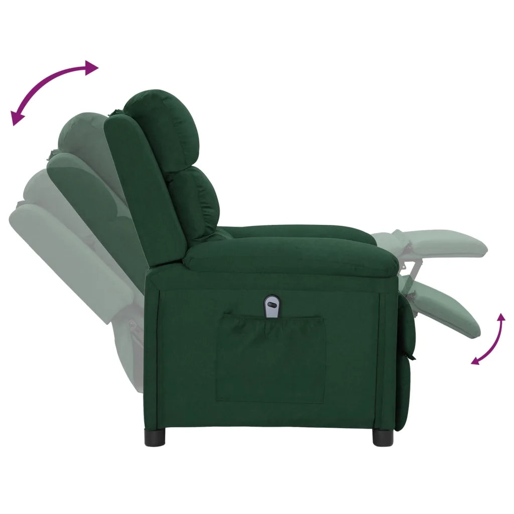 Poltrona Elettrica Reclinabile Verde Scuro in Tessuto 3098969