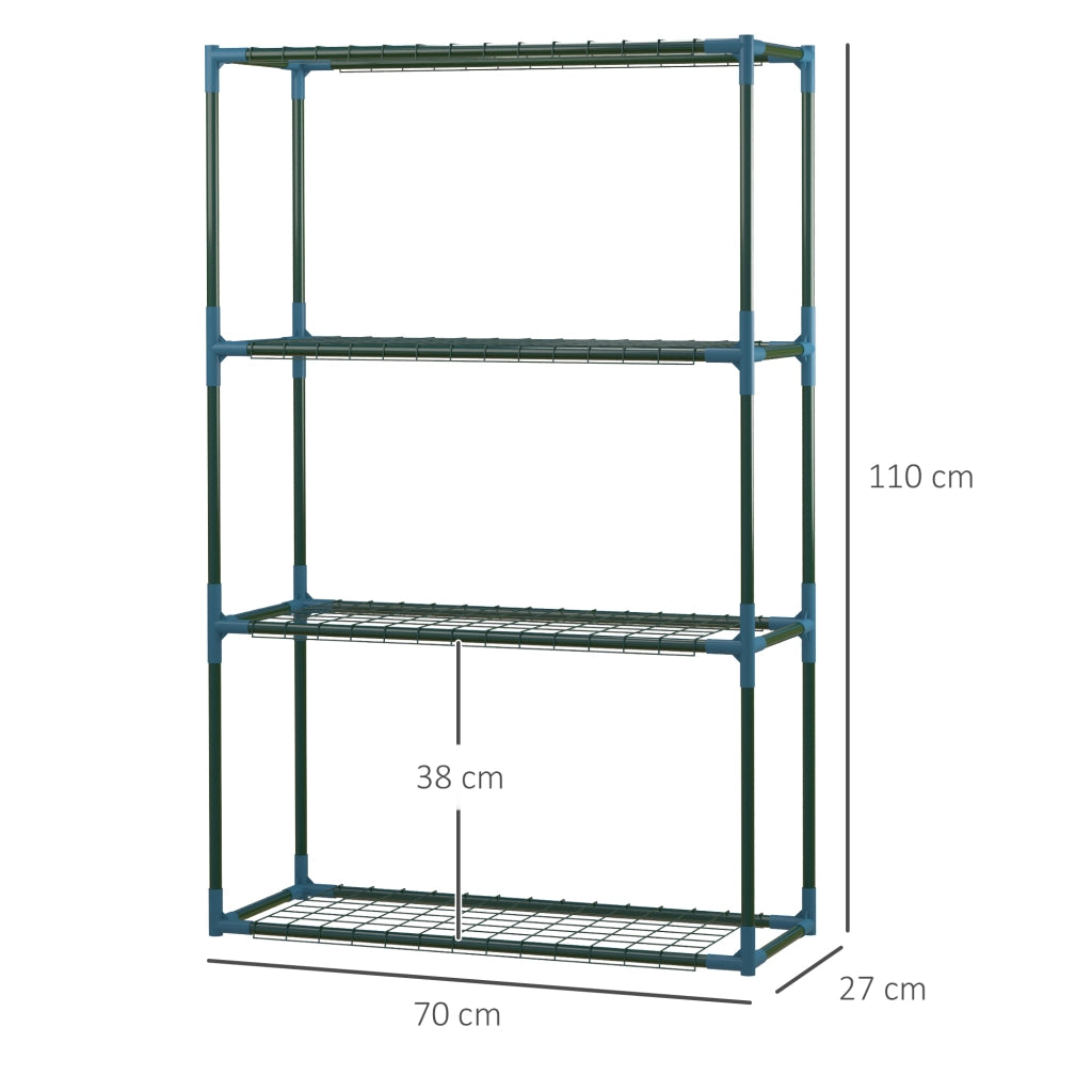 Portavaso da esterno a 4 ripiani, set 2 pezzi, in acciaio verde, 70 x 27 x 110 cm