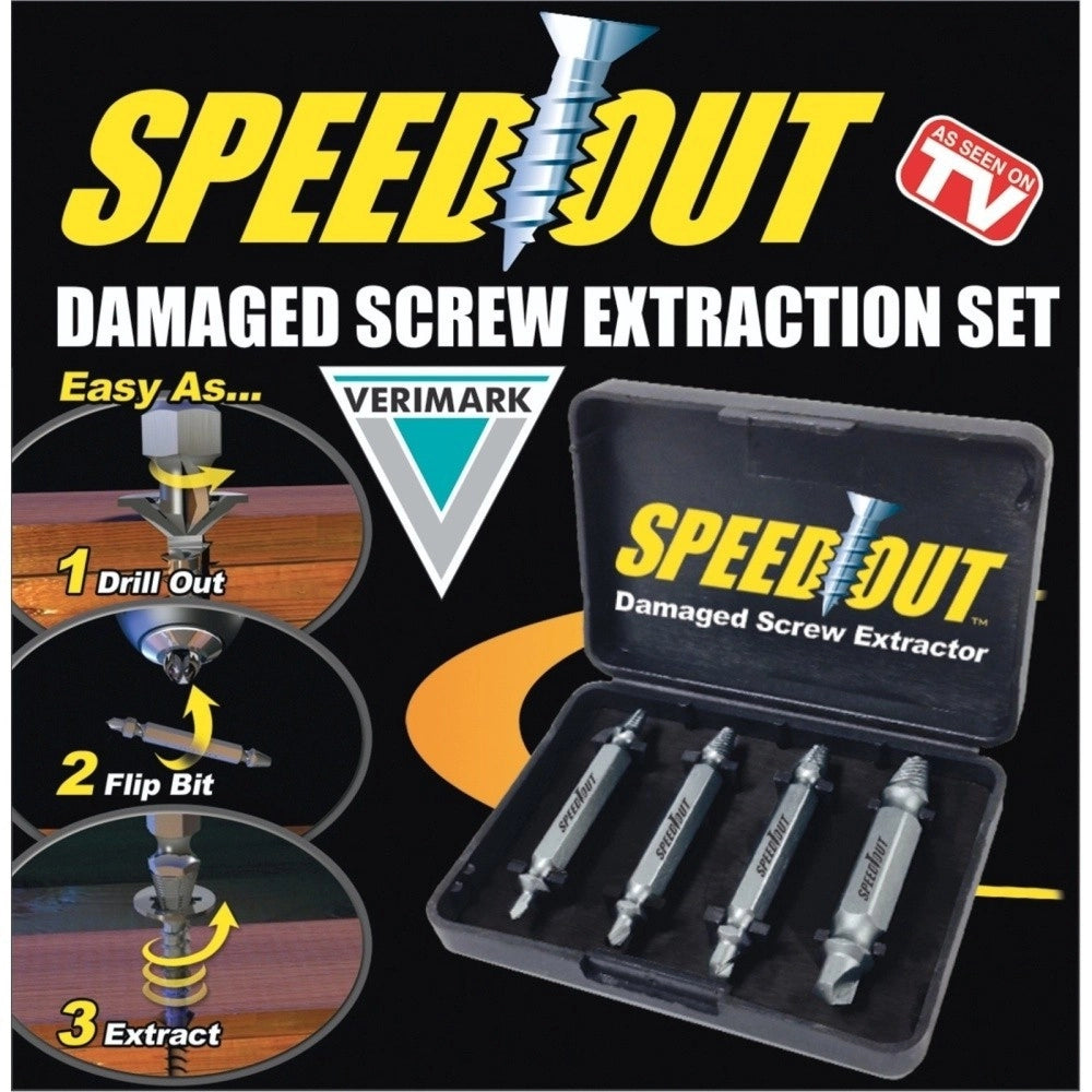Trade Shop - Estrattore Per Viti Consumate Sbanate Con Cofanetto Confezione Da 4pz Speedout Trapano -