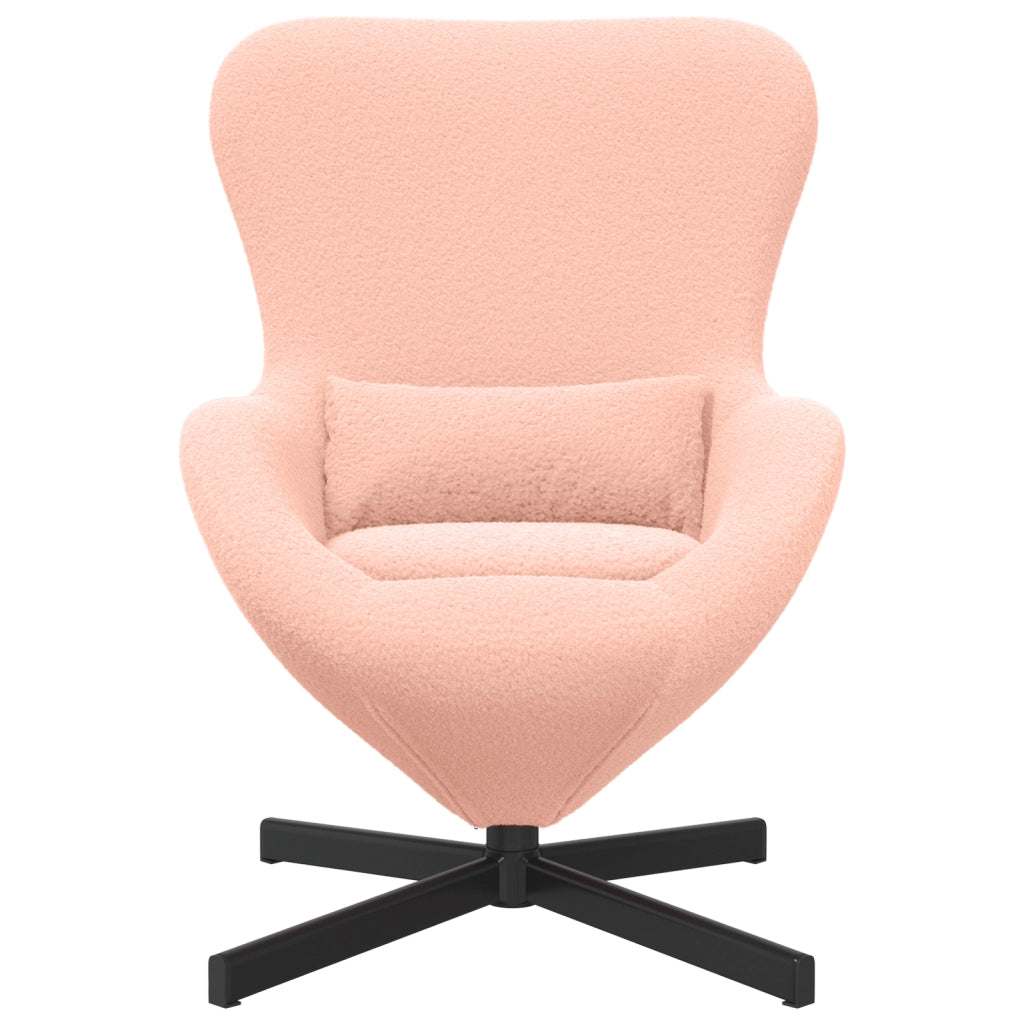 Poltrona a Uovo  Rosa in Tessuto Simile alla Lana Riccia