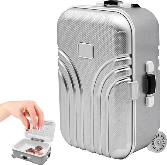 Mini spaarpot per adulti in forma di bagaglio da viaggio in ABS - divertente regalo