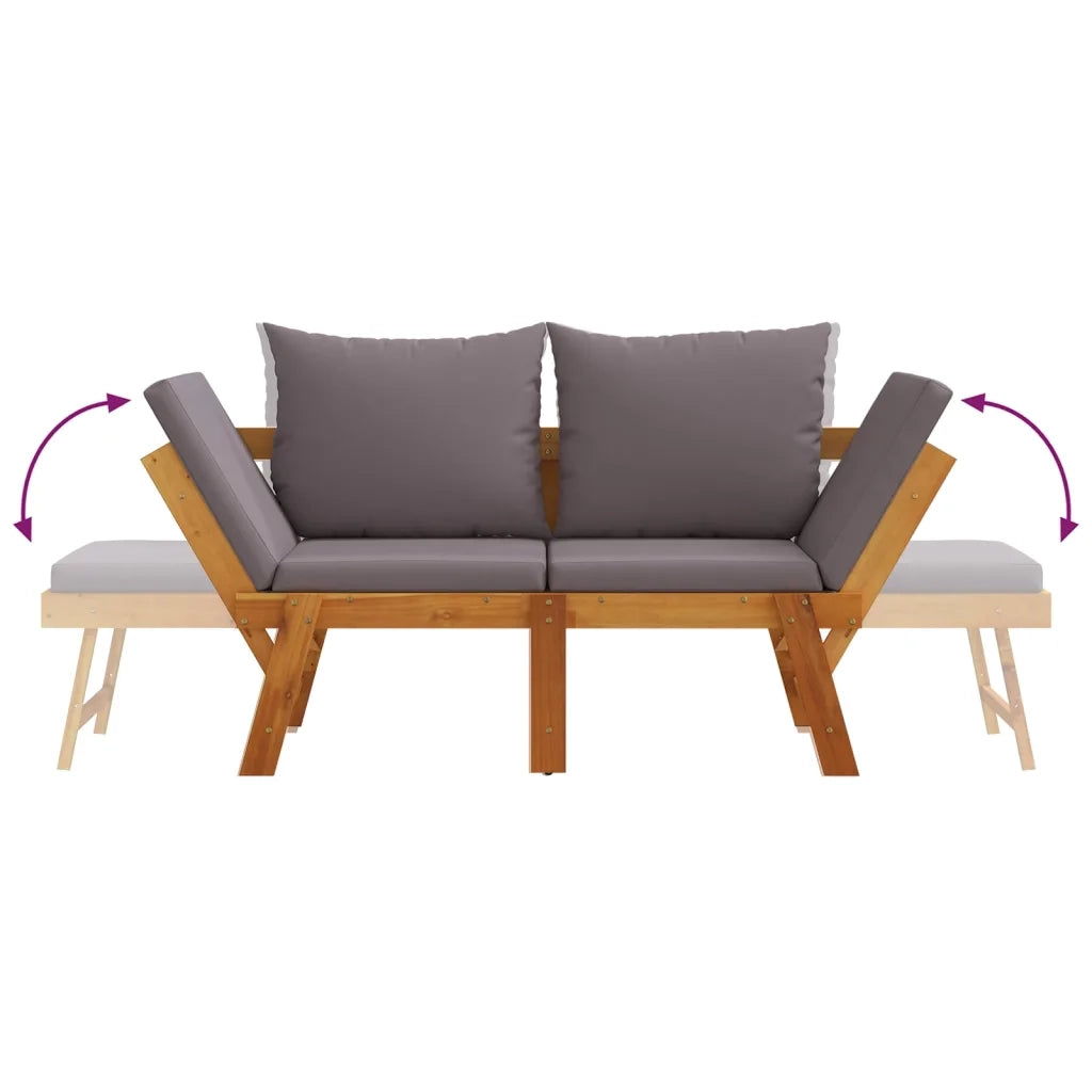 Panchina da Giardino | Panca da Giardino con Cuscini 2-in-1 in Legno di Acacia