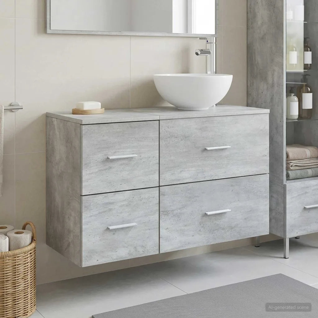 Set di mobili per il bagno 2 pcs Grigio Cemento 3403947