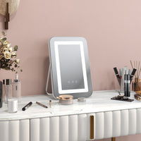 Specchio Trucco Make Up da Tavolo Luci Regolabili 3 Colori USB 31x41,5x3 cm Bianco