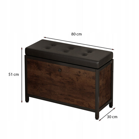 Armadio per scarpe con seduta, capiente, ripostiglio apribile, ripiano in legno, stile retrò