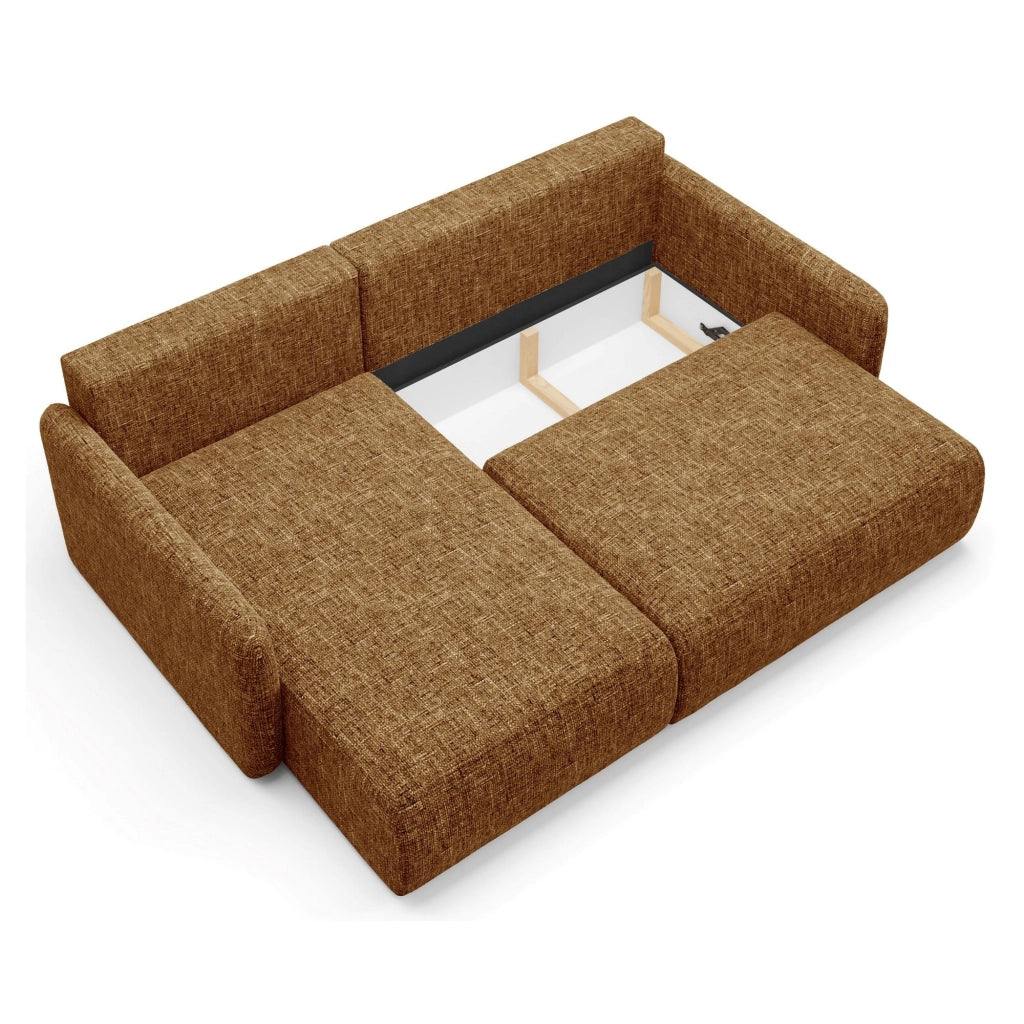 Pagno, Divano Letto con Penisola Contenitore, 207x148 cm Giallo Senape