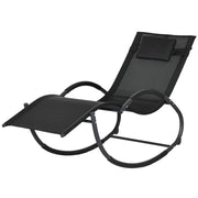 SEDIA SDRAIO A DONDOLO ZERO-GRAVITY DA ESTERNO IMPERMEABILE CON POGGIATESTA, 155X61X88 CM, NERO