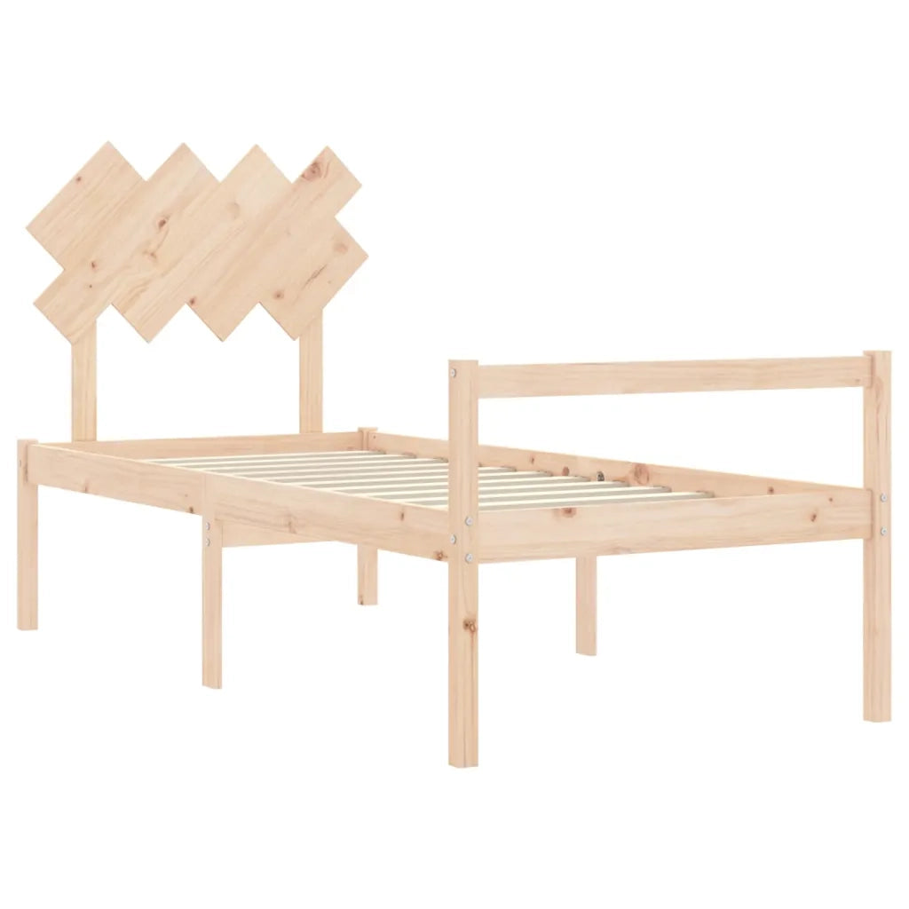 Letto singolo | Letto per adulti | Letto per Anziani con Testiera Single in Legno Massello
